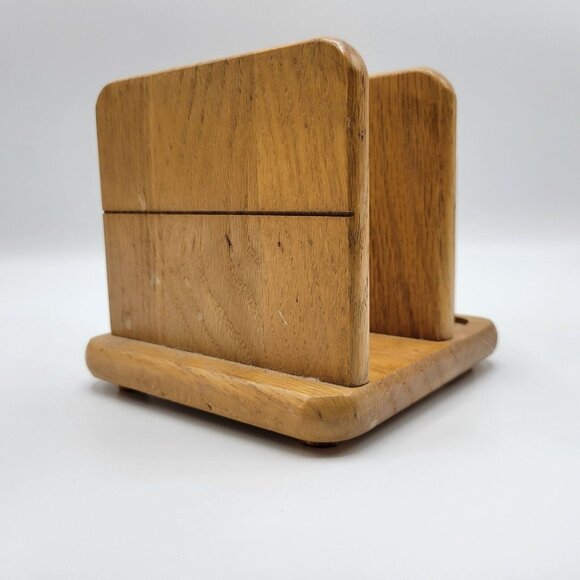 Vintage Kamenstein Wooden Salt & Pepper Shakers With Napkin Holder Thailand - Picture 3 of 12